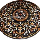 30" Black Marble Coffee Table Marble Center Table Rare Gem Inlaid Mosaic Decor 30" Black Marble Coffee Table Marble Center Table Rare Gem Inlaid Mosaic Decor