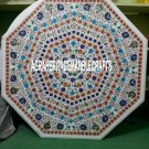 36" White Marble Coffee Dining Table Multi Gems Inlay Marquetry Art Garden Decor