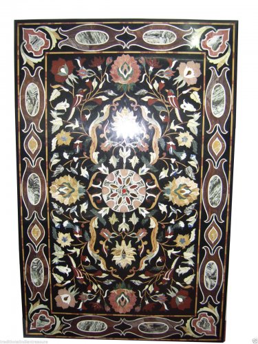 6'x3' Marble Dining Art Table Top Rare Marquetry Work Inlay Art Decor Furniture
