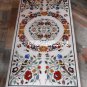 4'x2' White Dining Marble Table Top Semi Precious Inlay Pietradure Mosaic Decor
