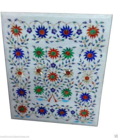 30"x30" Marble Coffee Table Top Lapis Inlay Stone Marquetry Home Furniture Gifts