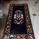 5'x2' Black Marble Handmade Coffee Marqurtey Dining Table Top Home Decor Gifts