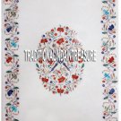 4'x2' Rectangle White Marble Top Dining Table Marquetry Gems Inlay Patio Decor 4'x2' Rectangle White Marble Top Dining Table Marquetry Gems Inlay Patio Decor