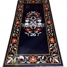 2.5'x5' Black Marble Dining Coffee Table Top Pietradure Inlaid Home Decor Gifts