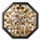 24" Black Marble Marquetry Work Inlaid Dining Coffee Table Top Home Decor Art