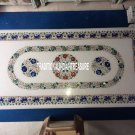 4'x2' White Marble Dining Table With Stand Malachite Inlay Special Gifts Decor