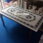 4'x2' White Marble Dining Table With Stand Malachite Inlay Special Gifts Decor