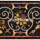 2.5'x5' Black Marble Dining Table Top Rare Semi Precious Inlay Marquetry Decor