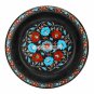 14"x14''x4.5'' Marble Black Fruit Bowl Turquoise Hakik Stone Inlay Mosaic Decor