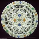 White Marble Serving Tray Plate Rare Stone Mosaic Inlay Lattice Work Home Decor White Marble Serving Tray Plate Rare Stone Mosaic Inlay Lattice Work Home Decor