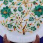 9" White Marble Kitchen Plate Collectible Malachite Inlaid Patio Decor H5426A