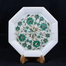 10" Marble Octagon Malachite Plate Handmade Floral Arts Restaurant Decor H5442B