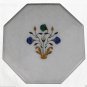 12" White Marble Top Garden Table Marquetry Pietra Dura Handmade Home Decor Arts