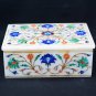 5"x4"x2" Multi Marble Jewelry Box Malachite Lapis Floral Inlay Home Decor H5512