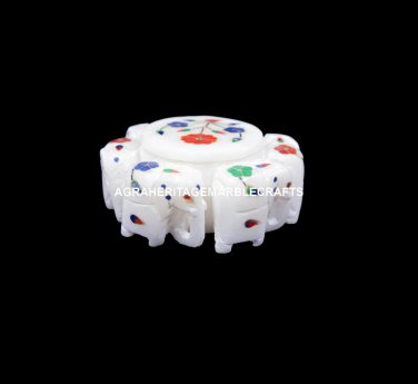 6"x1.5" Modern Marble Beautiful Box Marquetry Inlay Arts Special Decorate H5533A