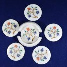 Round Multi Precious Marble Tea Coasters Set Fine Art Mosaic Inlaid Decor H5563 Round Multi Precious Marble Tea Coasters Set Fine Art Mosaic Inlaid Decor H5563