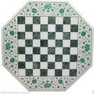 18" Marble Coffee Chess Table Top Malachite Inlay Work Marquetry Mosaic Decor