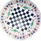 20"White Marble Coffee Chess Table Top Marquetry Inlay Work Pietradura Decor Art