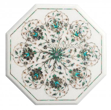 18" Marble Coffee Mosaic Table Top Pauashell Inlay Marquetry Home Garden Decor