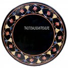 20" Black Marble Coffee Table Top Gems Inlaid Mosaic Marquetry Decorative Gift