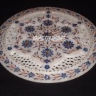 12" Lattice Marble Design Beautiful Plate Inlay Lapis Floral Dinner Decor H4052 12" Lattice Marble Design Beautiful Plate Inlay Lapis Floral Dinner Decor H4052