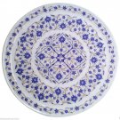 14" White Marble Serving Plate Lapis Lazuli Marquetry Gifts Inlay Home Decor Art 14" White Marble Serving Plate Lapis Lazuli Marquetry Gifts Inlay Home Decor Art
