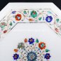 15" Exclusive Marble Desinger Table Inlaid Lapis Malachite Art Home Decor H5399C