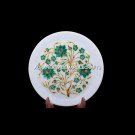 10" Beautiful Marble Round Dish Plate Handmade Collectible Inlay Decor H5426B