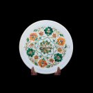 9" Malachite Marble Dish Plate Hakik Floral Inlaid Art Kitchen Gift Decor H5430A