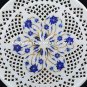 12" Marble Round Dish Plate Lapis Floral Inlaid Handmade Arts Home Decor H5432B