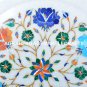 9" Round Marble Serving Plate Multi Floral Marquetry Inlay Corridor Decor H5435