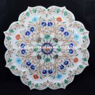 12" Designer Marble Plate Multi Precious Inlay Gemstone Kitchen Gift Decor H5450 12" Designer Marble Plate Multi Precious Inlay Gemstone Kitchen Gift Decor H5450