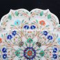 12" Designer Marble Plate Multi Precious Inlay Gemstone Kitchen Gift Decor H5450