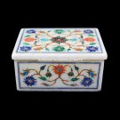 3"x4"x2" Multi Floral Inlay Marble Trinket Box Various Floral Arts Decor H5528 3"x4"x2" Multi Floral Inlay Marble Trinket Box Various Floral Arts Decor H5528