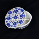 4"x3" Collectible Lapis Inlaid Marble Jewelry Oval Box Decor Special Gift H5543