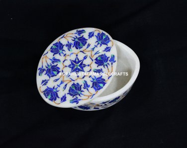 5"x3" Accent Marble Storage Jewelry Box Marquetry Lapis Inlay Home Decor H5543A