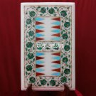 18''x12'' Marble Coffee Backgammon Table Top Malachite Floral Inlay Garden Decor