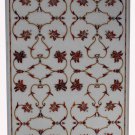 Marble Inlaid PietraDura Table Top Carnelian Marquetry Handmade Garden Decor