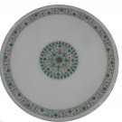 18" Round Marble Dining Table Top Malachite Marquetry Pietra Dura Handmade 18" Round Marble Dining Table Top Malachite Marquetry Pietra Dura Handmade