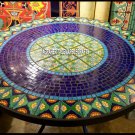 48" Traditional Marble Dining Top Table Mosaic Inlay Stone Hallway Decor  H3937