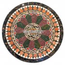 36" Decorative Marble Outdoor End Table Traditional Pietradura Inlay Decor H3989