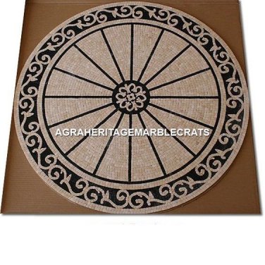 36" Marble Black Dining Table Marquetry Fine Inlay Design Occasional Decor H5299