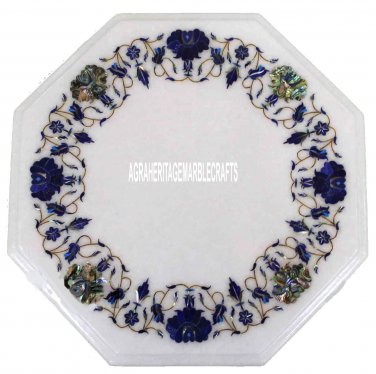 24''Morden Marble Coffee Table Top Beauteful Floral Inlay Stone Art Garden Decor