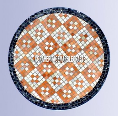 24'' White Marble Coffee Table Top Inlay Hakik Stone Marquetry Art Garden Decor