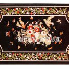 4'x2' Black Marble Dining Center Table Top Gems Pietradure Inlay Home Art Decor