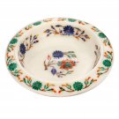 8"x8''x3.5'' White Marble Multi Floral Mosaic Fruit Bowl Inlay Semi Precious Art 8"x8''x3.5'' White Marble Multi Floral Mosaic Fruit Bowl Inlay Semi Precious Art