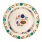 8"x8''x3.5'' White Marble Multi Floral Mosaic Fruit Bowl Inlay Semi Precious Art