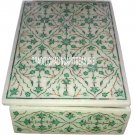 8"x4"x2" Marble Jewelry Box Pietradure Arts Mosaic Malachite Inlaid Decor Gifts