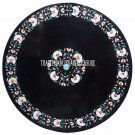 30" Black Marble Coffee Table Top Rare Gemstone Marquetry Inlay Art Home Decor 30" Black Marble Coffee Table Top Rare Gemstone Marquetry Inlay Art Home Decor