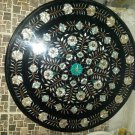 36" Black Marble Coffee Dining Table Top Inlaid Mosaic Inlay Art Home Decorative